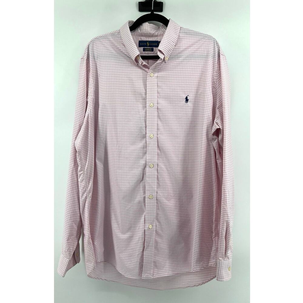 Ralph Lauren Classic Fit Performance Shirt Men's Size XL Pink Gingham Preppy